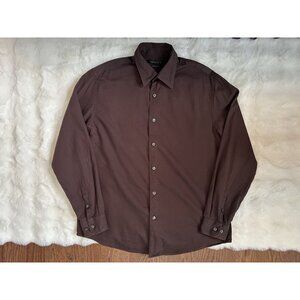 Mens Brown AXIST Button Down Modern Fit SIze L